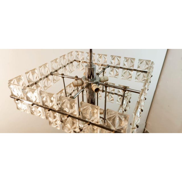Square Glass Ceiling Light, in Very Good conditions. Designed 1960 to 1969 Up to 250V (Europe/UK Standard).The wiring of...