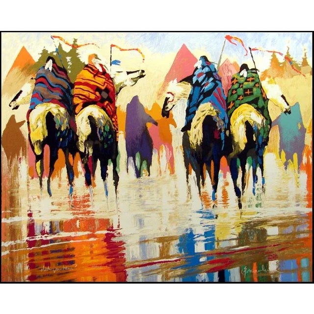 BC Nowlin "Did You Hear?" Signed Southwestern Figurative Serigraph on Paper For Sale - Image 4 of 4