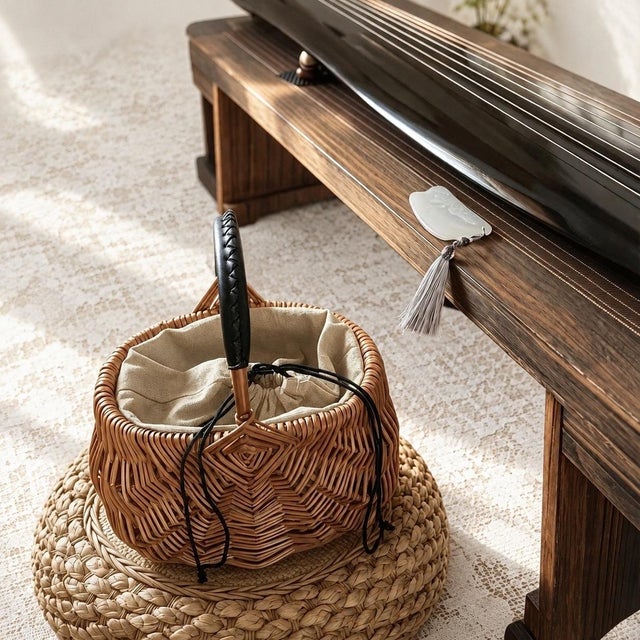 2020s Handwoven Rattan Petal Shaped Handbag For Sale - Image 5 of 5