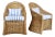 Coastal Braided Wicker Rattan Chairs After Michael Taylor Blue & White Stripes Upholstery For Sale