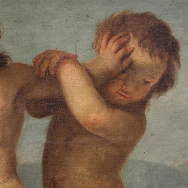 Unknown, Cherubs Game, 1760, Oil on Canvas, Framed For Sale - Image 10 of 17