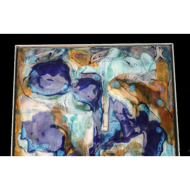 1960s hand crafted enameled copper wall composition by Danish artist Bodil Eje The rare one of a kind composition is made...