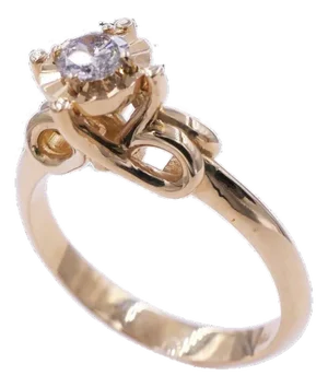 Diamond Round Brilliant Cut Silvery Grey Solitaire 18 Karat Yellow Gold Vintage, Size 7