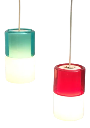 Mid-Century German Glass Pendant Lamps from Peill & Putzler, Set of 2