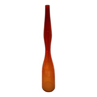 1970s Orange Glass Vase For Sale