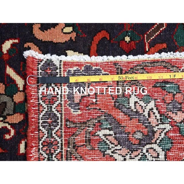 1950 8'7"x11'2" Turkey Red Wool Vintage Persian Bakhtiari Hand Knotted Oriental Rug For Sale - Image 4 of 12