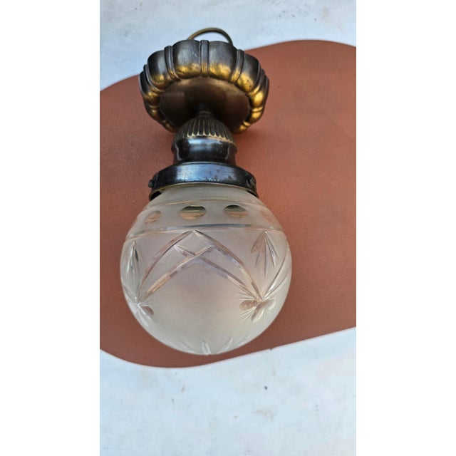 Metal Vintage Brass Plafond Celling Lamp, 1920s For Sale - Image 7 of 7