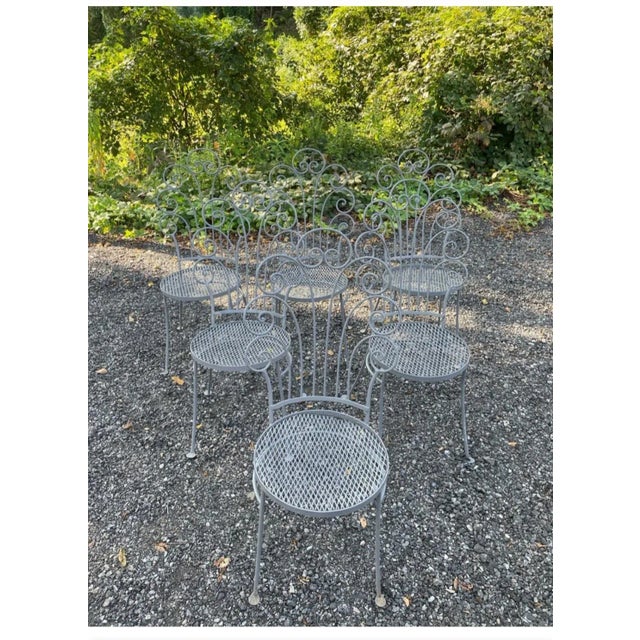 Vintage Wrought Iron Salterini Dining Tables and 6 Chairs, Attributed For Sale In New York - Image 6 of 6