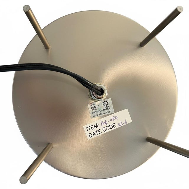 Pair of Modern Brushed Steel Touch-Control Lamps With Frosted Glass Shades — 15” For Sale - Image 4 of 5