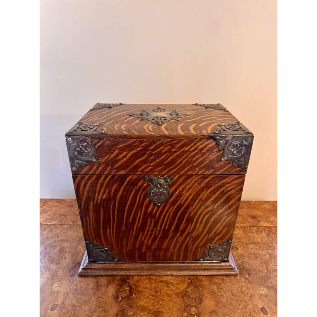 Antique Victorian Oak Decanter and Games Box, 1880, Set of 6 For Sale - Image 6 of 16