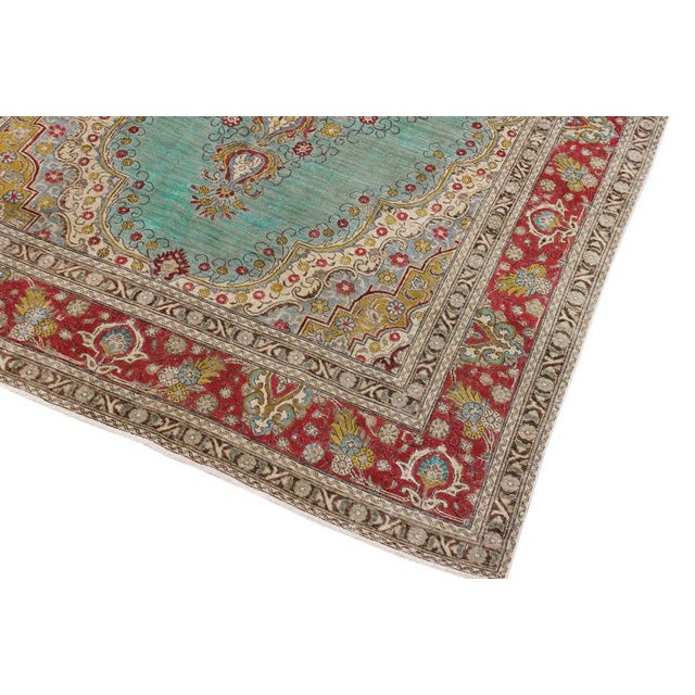 Shabby Chic1990's Vintage Blue/Red Wool Rug - 8'0'' X 11'10'' For Sale - Image 4 of 10