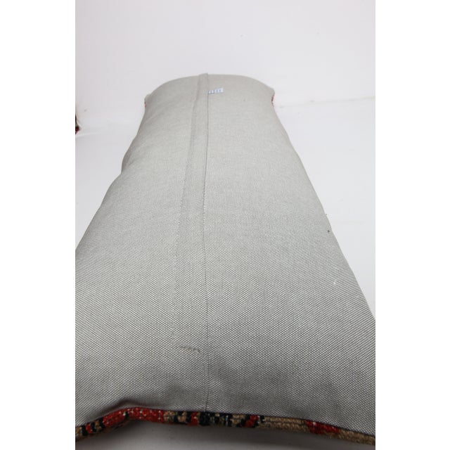 Ink Blue Lumbar Contemporary Pillow Made From Antique Malayer Rug -19'' X 38'' For Sale - Image 8 of 9