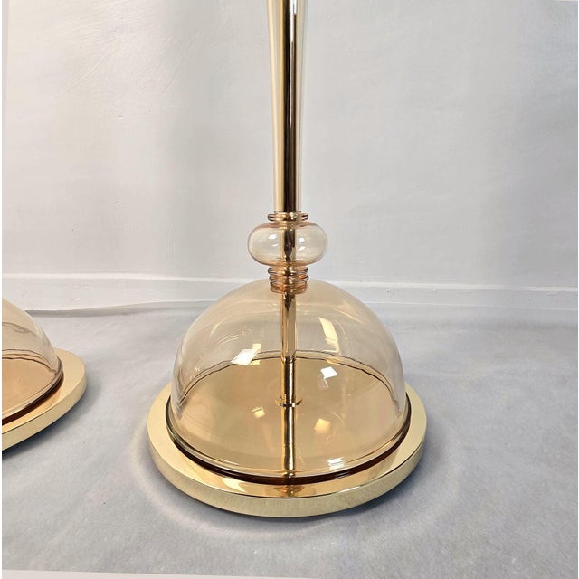 Seguso 1980s Murano Glass Mid Century Modern Floor Lamps - Pair For Sale - Image 4 of 10
