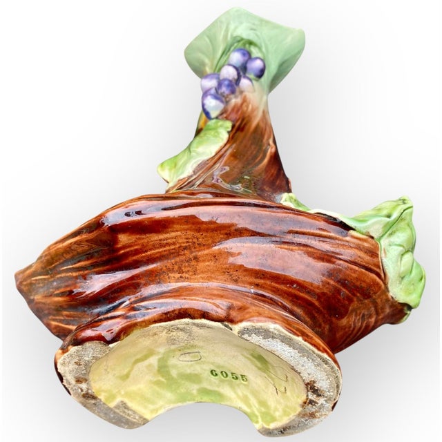 An Art Nouveau Plums Design Majolica Amphora Vase For Sale - Image 15 of 17