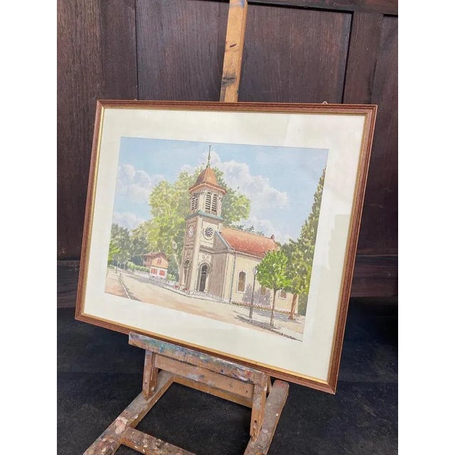 A. Chaudet, The Village Church, 1890s, Watercolor, Framed For Sale - Image 5 of 8