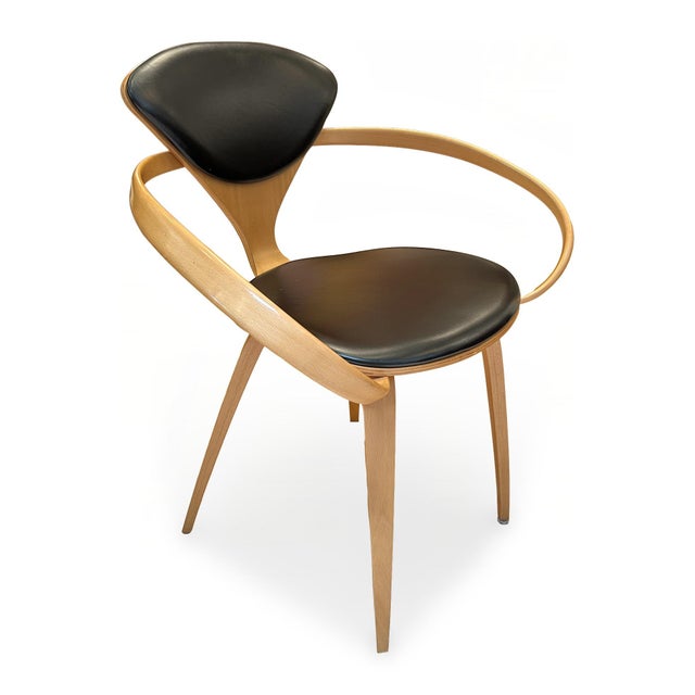 Norman Cherner Set of Four Normal Cherner Walnut Dining Chairs With Leather Seats and Backs For Sale - Image 4 of 18