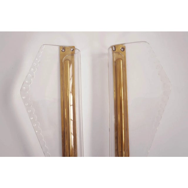 Mid-Century Modern Italian Plexi and Brass Door Handles, 1950s, Set of 2 For Sale - Image 3 of 4