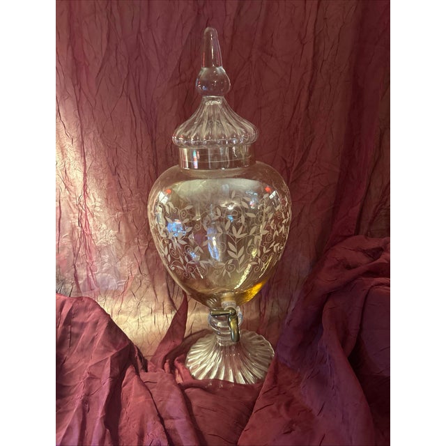 Bronze Vintage Empoli Region Tuscany Italy Hand Blown Honey Gold Amber Luxury Beverage Dispenser. For Sale - Image 8 of 12
