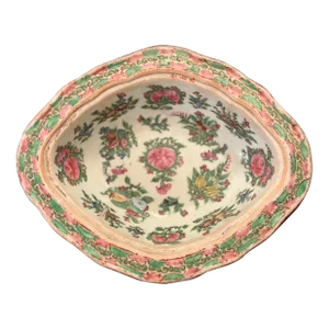 Antique Chinese Export Famile Rose Oval Dish