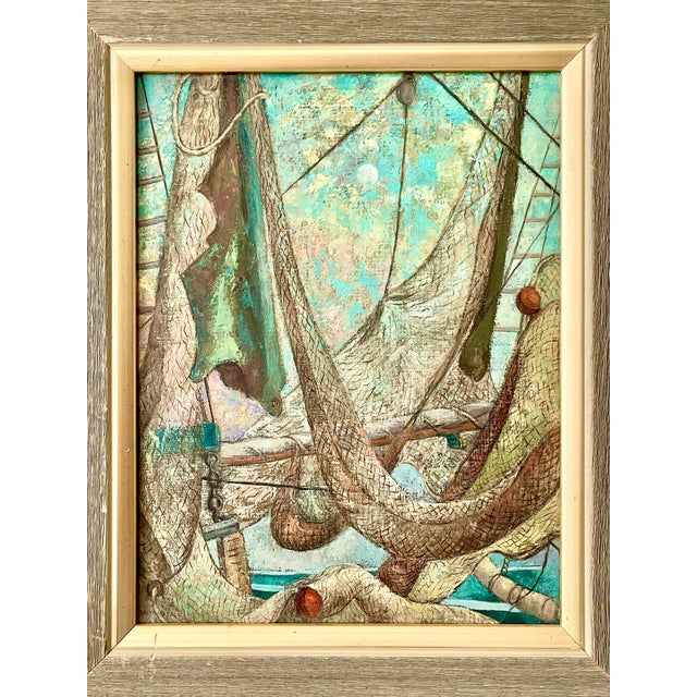 Fishing Nets by Listed, 20th C. American Artist, Elizabeth Saltonstall, Signed & Framed For Sale - Image 11 of 12