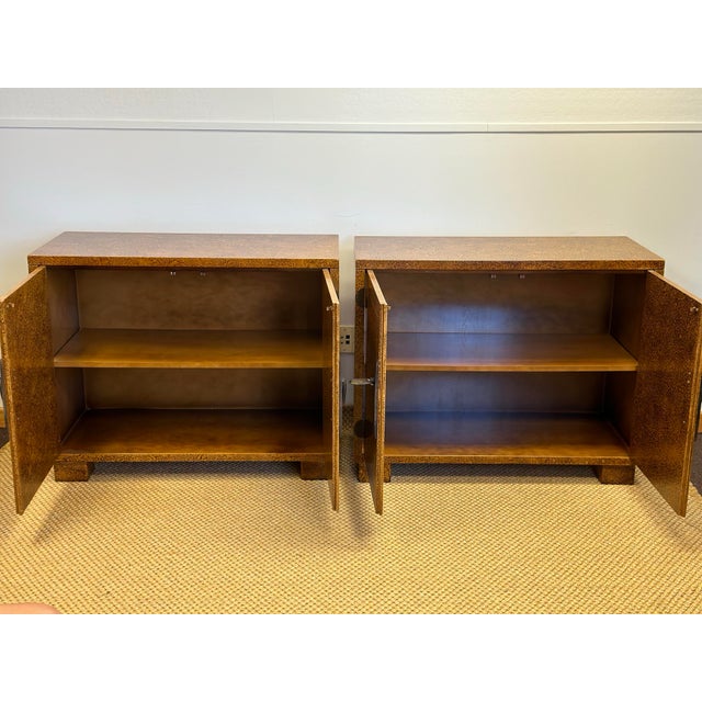 1970s Hollywood Regency Century Furniture Faux Tortoise Cabinets – a Pair For Sale In Detroit - Image 6 of 11