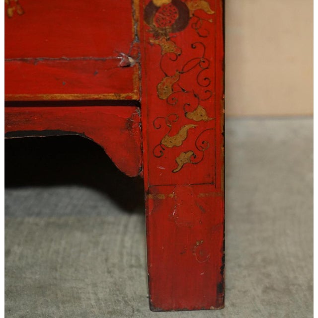 Lar ge Oriental Chinese Hand Painted Lacquered Cabinet by Charles & Ray Eames, 1920s For Sale - Image 9 of 18