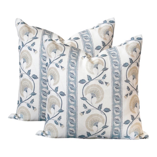 A Pair of Lauren Servati Textiles, Mirabelle // Chambray Pillows, 20"x20" For Sale