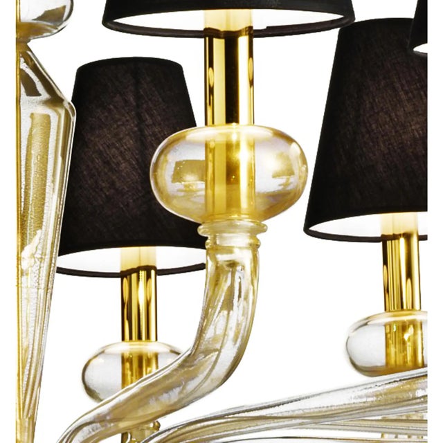 2020s Minimalist Modern Linear Murano Glass Chandelier With Gold Leaf Accents For Sale - Image 5 of 5