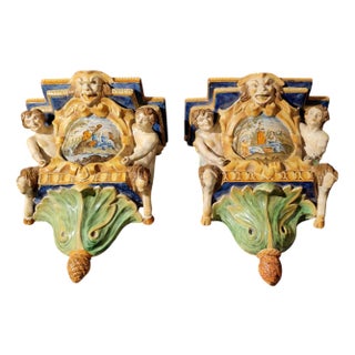 Ceramic Shelves from Battaglia, 1800s, Set of 2 For Sale