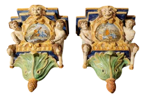 Ceramic Shelves from Battaglia, 1800s, Set of 2
