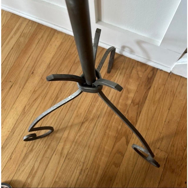 Wrought Iron Coat & Hat Rack Distinctive Spiral Globe Top Tripod Base Brutalist For Sale - Image 11 of 12