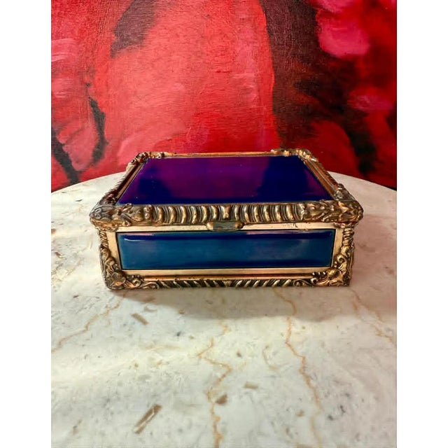 Royal Bovano Italian Style Cobalt Blue Enamel Vintage Cigarette Case or Jewelry Box From the 1950s or 1960s For Sale - Image 9 of 12