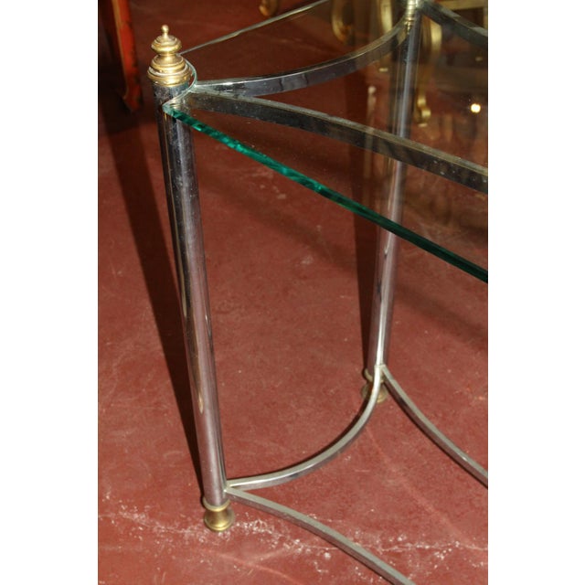 1960s Hollywood Regency Chrome Glass Console Table For Sale - Image 4 of 7