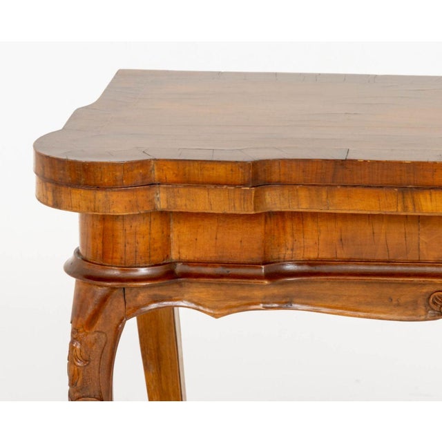 French Louis XV Style Walnut Lift Top Game Table For Sale - Image 3 of 9
