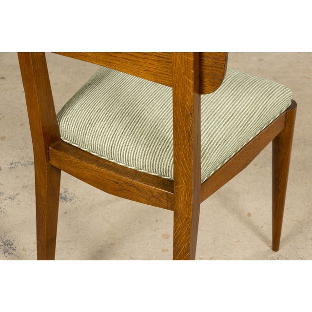 Set of Six French Art Deco Dining Chairs, Oak & Chenille, 1930s For Sale - Image 14 of 18