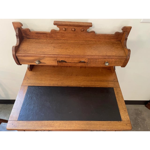 Vintage Oak Writers Desk For Sale - Image 4 of 9