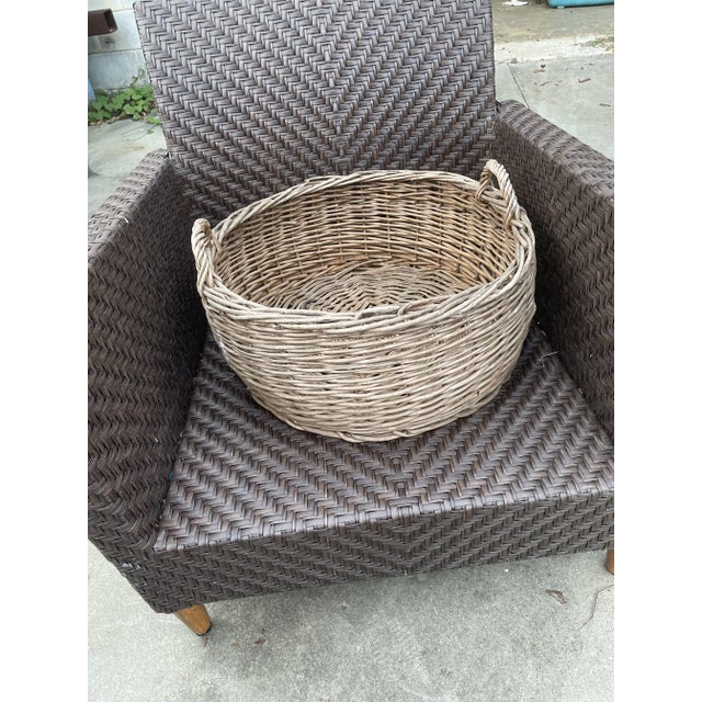 Farmhouse Vintage French Sun Bleached Style Gathering Basket For Sale - Image 3 of 11