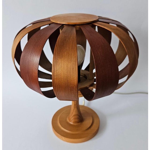 Wood Mid-Century Veneer Table Lamp, Denmark, 1960s For Sale - Image 7 of 18