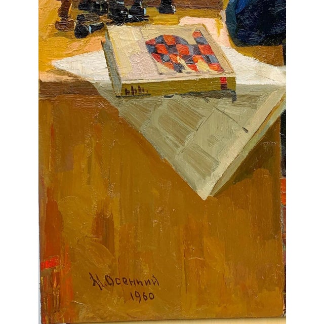 Soviet Sport Antique Oil Painting Original Socialist Realism Soviet Art Ukrainian Artist Osenniy m.s. 100-78 1960 For Sale - Image 4 of 6