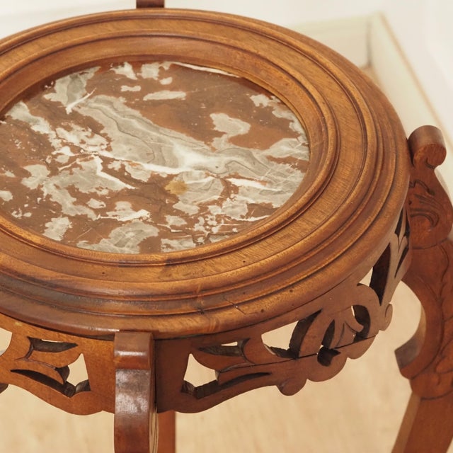 Wilhelminian Floral Column Side Table with Marble Top, 1880s For Sale - Image 4 of 13