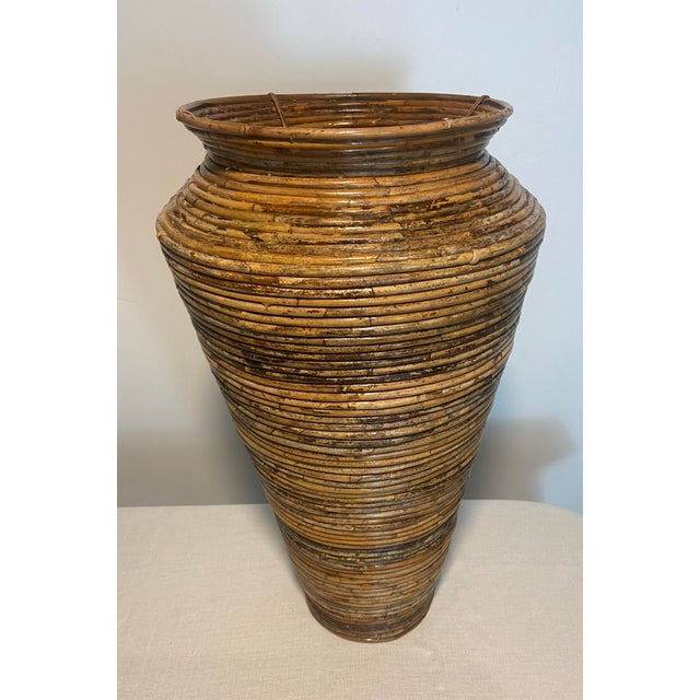 Vintage Italian Pencil Reed Floor Vase For Sale - Image 9 of 11