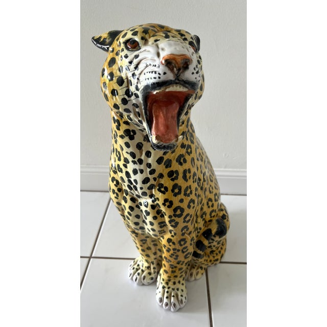 Italian Glazed Terracotta Leopard Figure, 1960s For Sale - Image 10 of 13