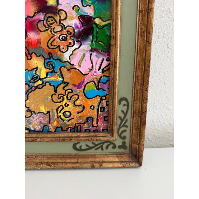 Paint Serg Graff "Sleeping City" Abstract Acrylic Painting Framed Outsider Art Coa For Sale - Image 7 of 8