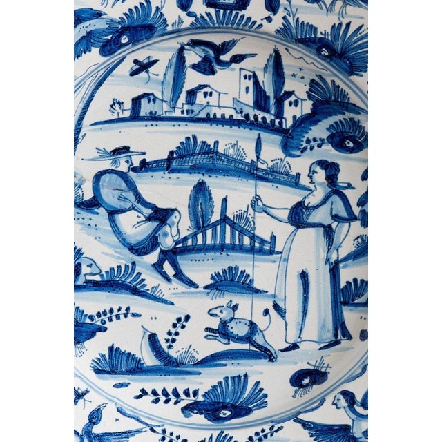 Tondino with Pastoral Scene from Nevers Faience For Sale - Image 3 of 11