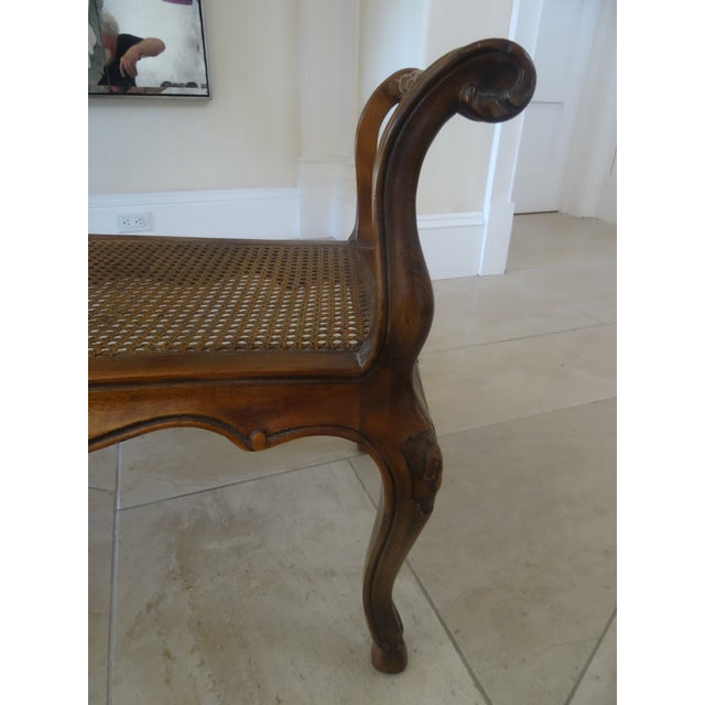 Wood Vintage French Walnut Bench For Sale - Image 7 of 10