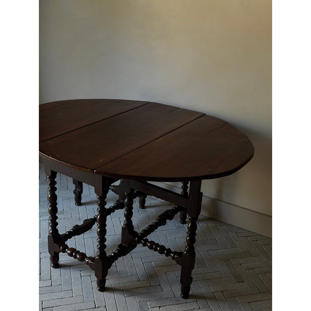 Late 18th Century Antique English Gate Leg Table - Turned Legs Drop Leaf For Sale - Image 5 of 8