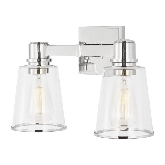 2020s Chapman & Myers by Visual Comfort Studio Alessa 2-Light Bath Vanity Sconce in Polished Nickel For Sale - Image 5 of 10