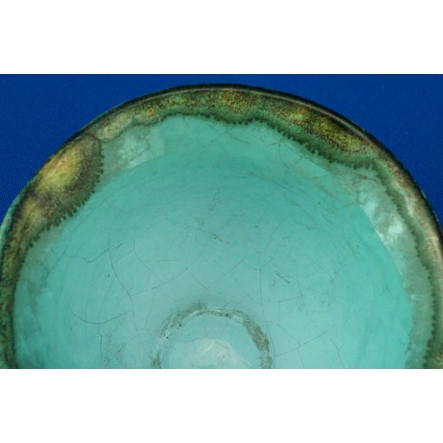 Glass Turquoise Ceramic Bowl Vase by Pietro Melandri for Exfornace Calzi, Italy, 1920s For Sale - Image 7 of 18