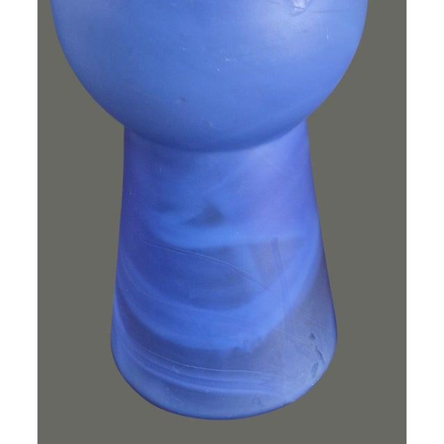 Mid-Century Modern Mid-Century Modern Italian Art Glass Blue Swirl Unusual Shape Vase For Sale - Image 3 of 7