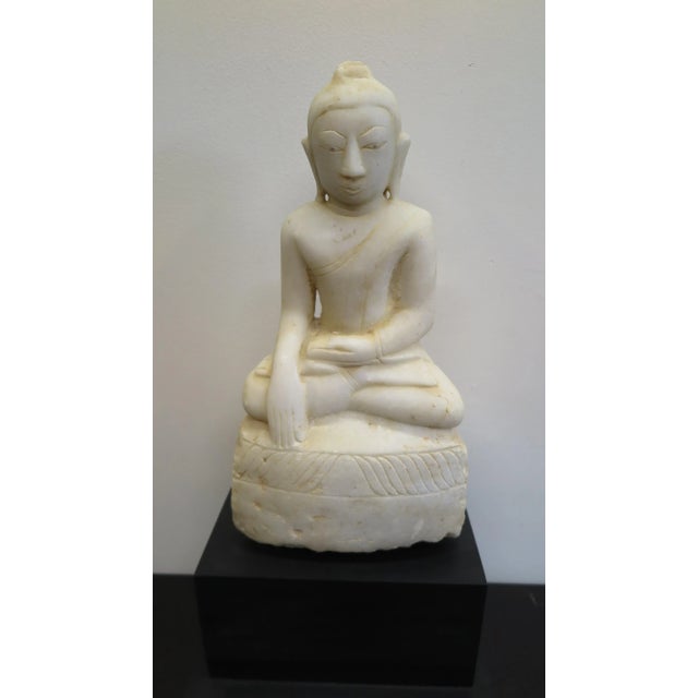 18th/19th century Buddha Statue carved of Alabaster. Burmese Shan Buddha Statue 1800ca, collected in Myanmar Shan State...